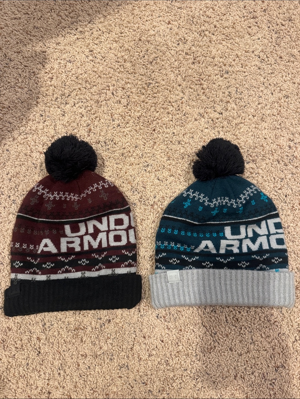Under Armour Kids Knit Pom Beanies - Maroon & Teal